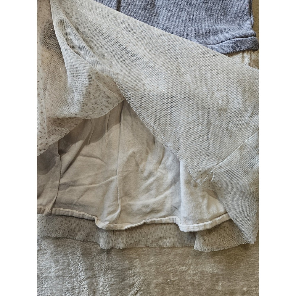 Baby Gap Toddler Girl Dress 4T Gray Long‎ Sleeve Sweater Top Cream Tulle - Picture 8 of 11